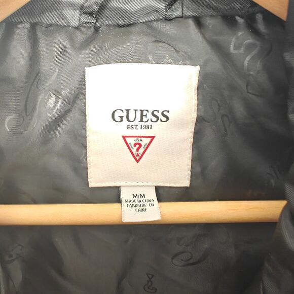 Guess Quilted Button Up High Collar Black Vest With Belt Size M Y2K Glam Rock - Picture 8 of 9